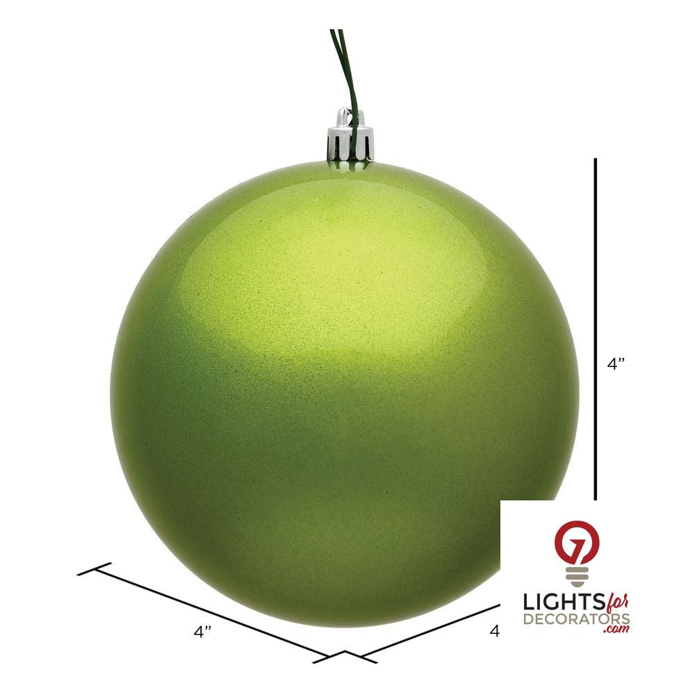 6" Shatterproof Ball Ornament - Lime - Candy - UV Treated - Set of 4 — alternate view