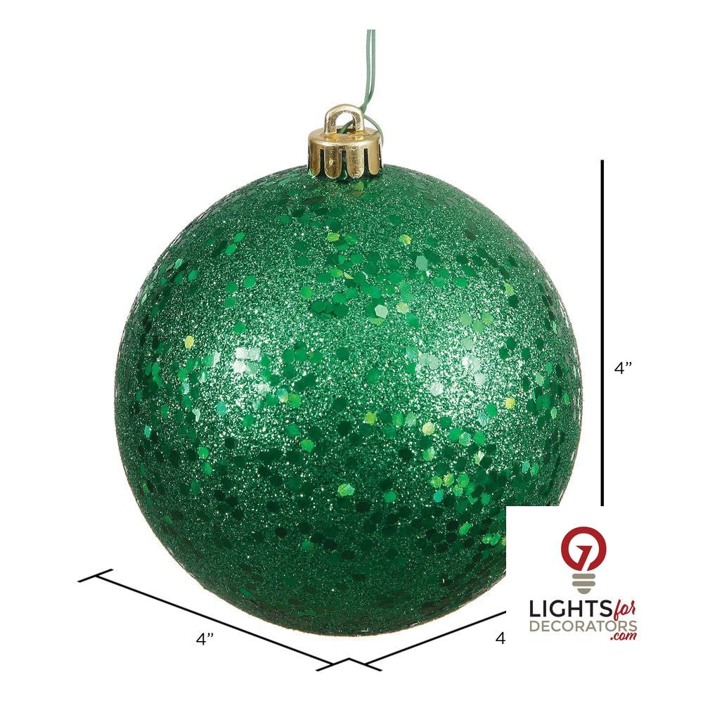 6" Shatterproof Ball Ornament - Green - Pearl - UV Treated - Set of 4 — alternate view