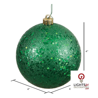 6" Shatterproof Ball Ornament - Green - Pearl - UV Treated - Set of 4 — alternate view