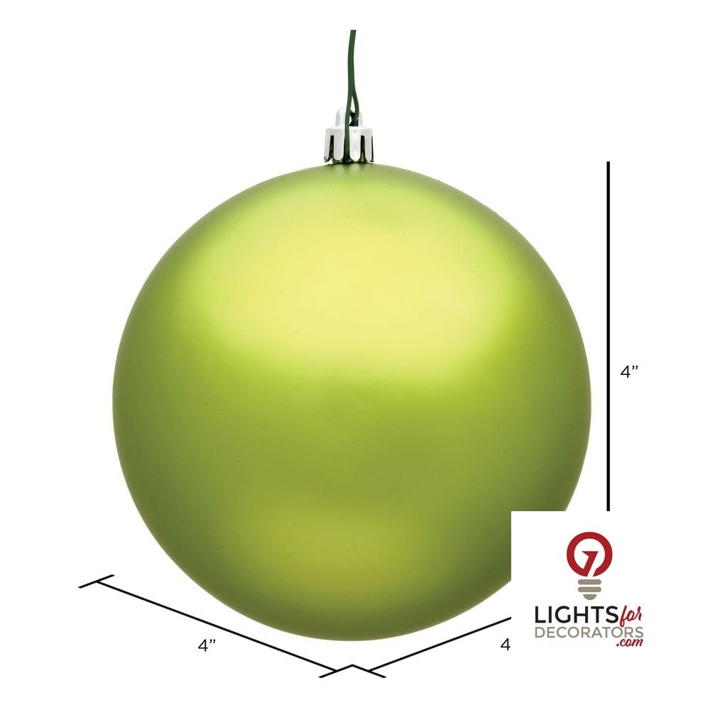 6" Shatterproof Ball Ornament - Lime - Glitter - Set of 4 — alternate view