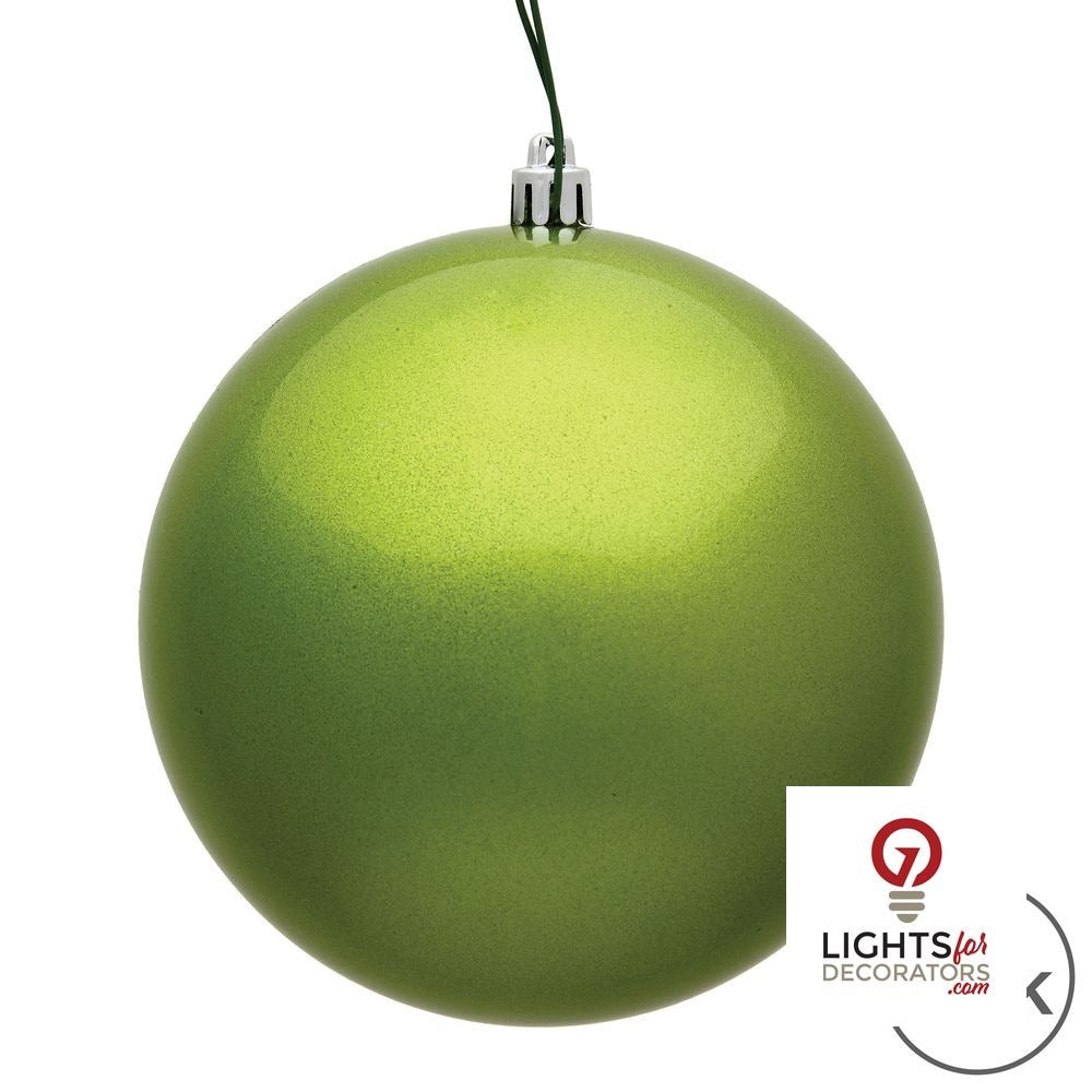 6" Shatterproof Ball Ornament - Lime - Candy - UV Treated - Set of 4 — alternate view