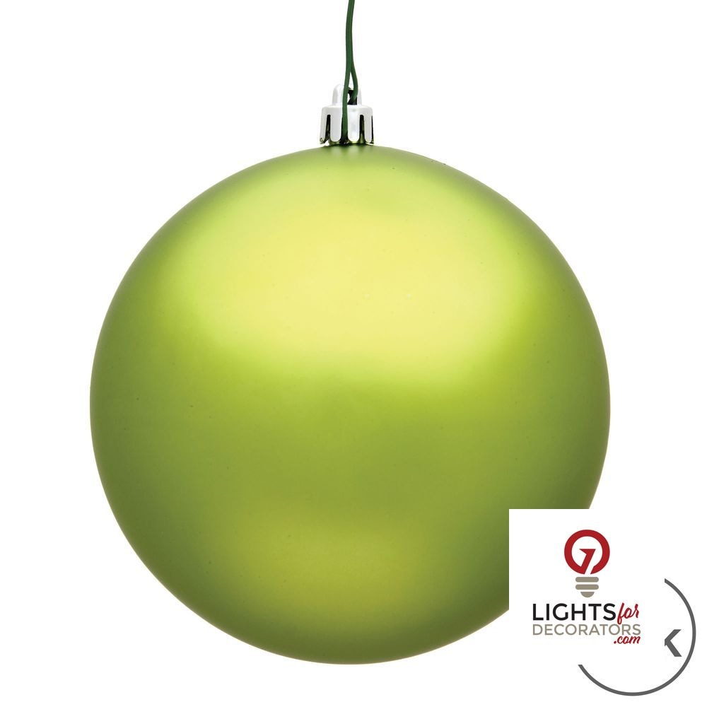 6" Shatterproof Ball Ornament - Lime - Glitter - Set of 4 — alternate view