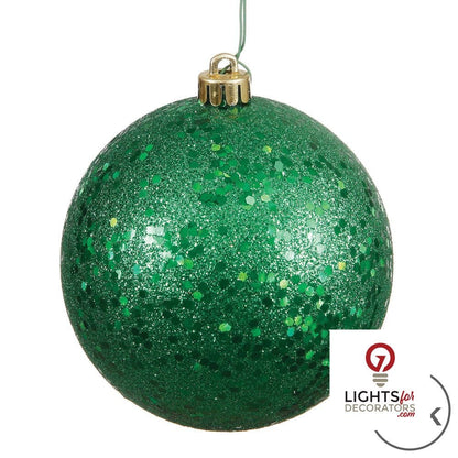 6" Shatterproof Ball Ornament - Green - Pearl - UV Treated - Set of 4 — alternate view