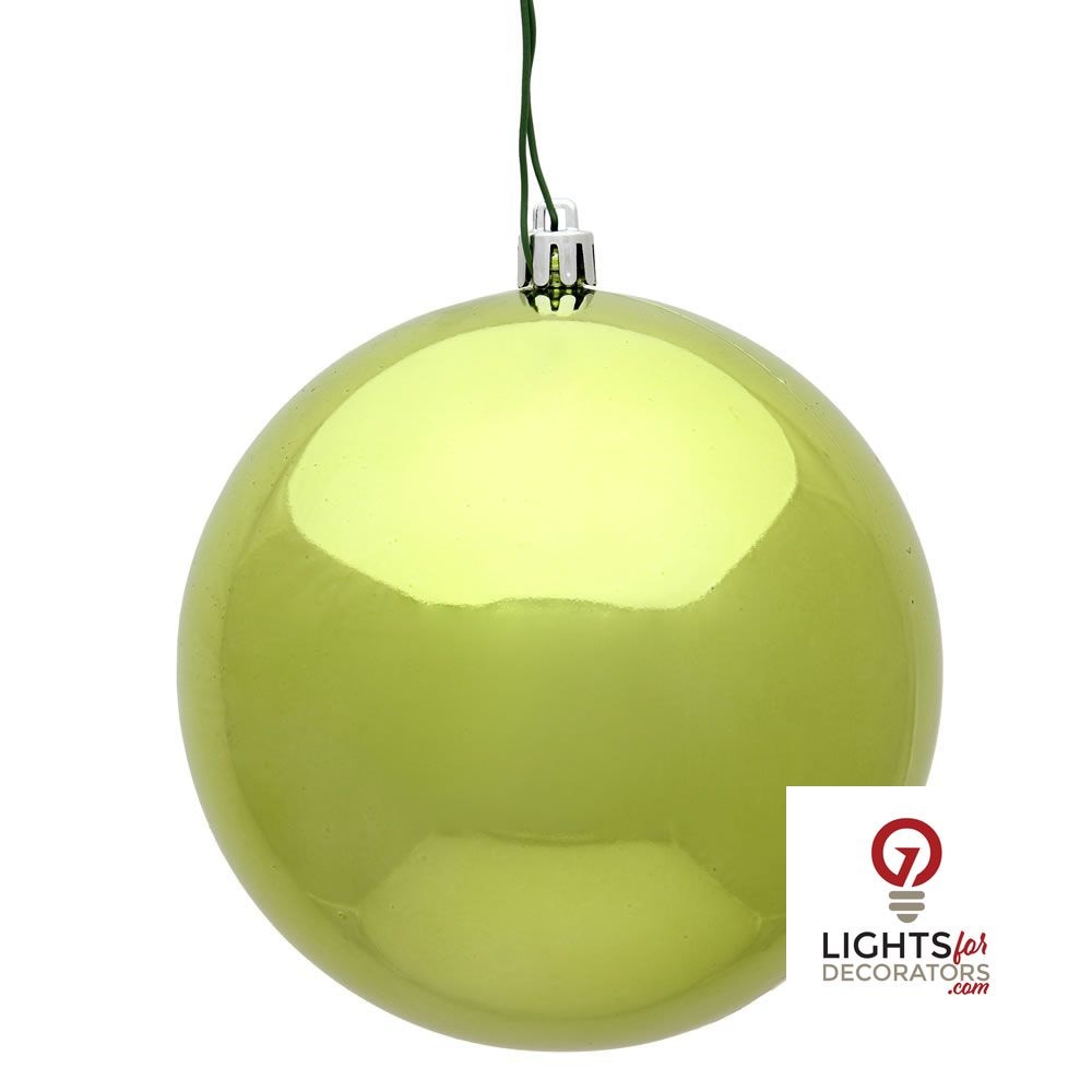6" Shatterproof Ball Ornament - Lime - Matte - UV Treated - Set of 4