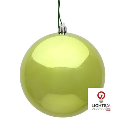 6" Shatterproof Ball Ornament - Lime - Matte - UV Treated - Set of 4
