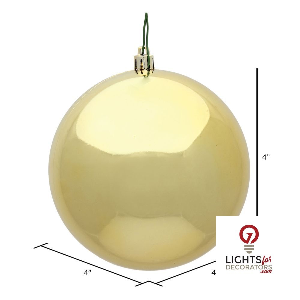 6" Shatterproof Ball Ornament - Gold - Matte - UV Treated - Set of 4 — alternate view