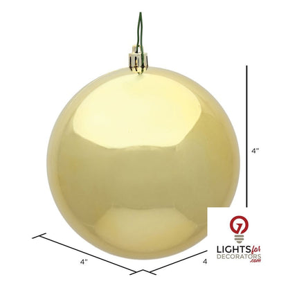 6" Shatterproof Ball Ornament - Gold - Matte - UV Treated - Set of 4 — alternate view
