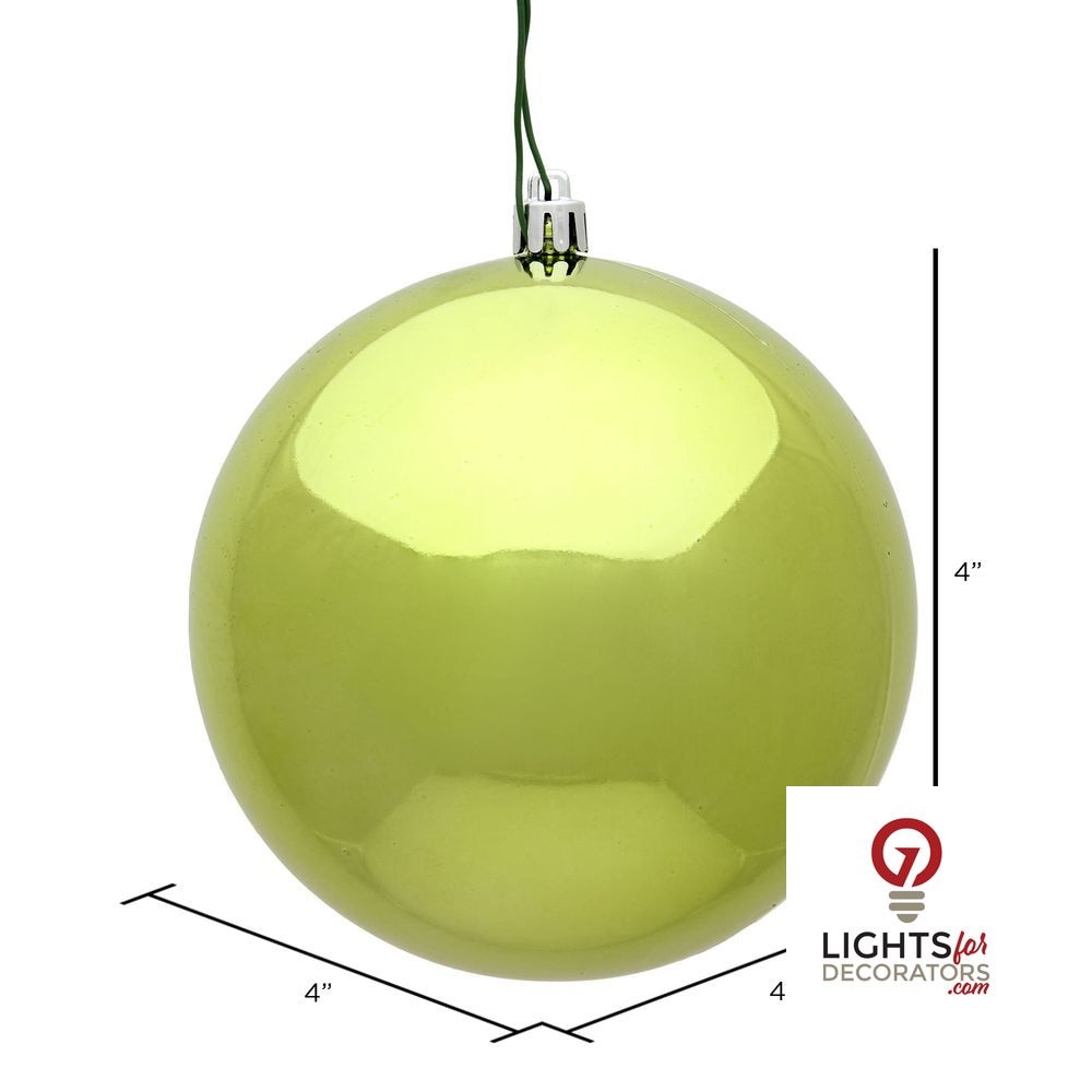 6" Shatterproof Ball Ornament - Lime - Matte - UV Treated - Set of 4 — alternate view