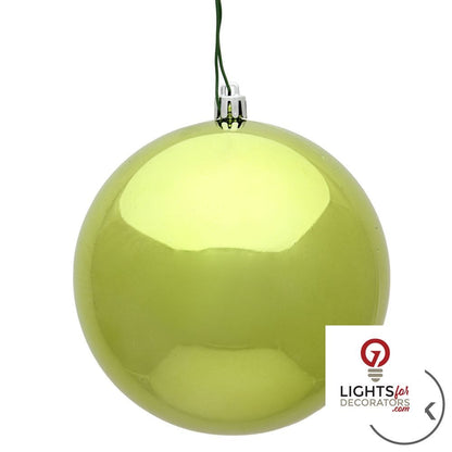 6" Shatterproof Ball Ornament - Lime - Matte - UV Treated - Set of 4 — alternate view