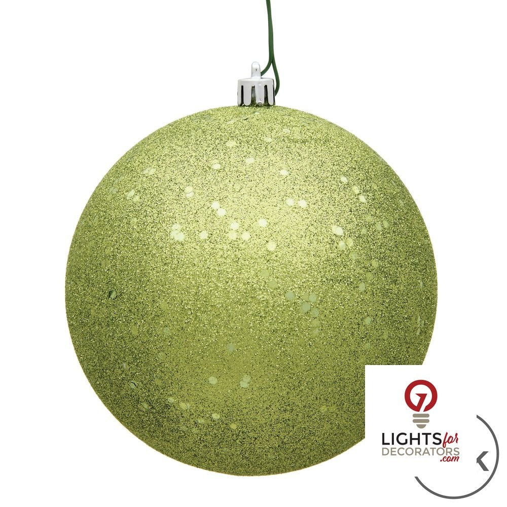 6" Shatterproof Ball Ornament - Lime - Pearl - UV Treated - Set of 4 — alternate view