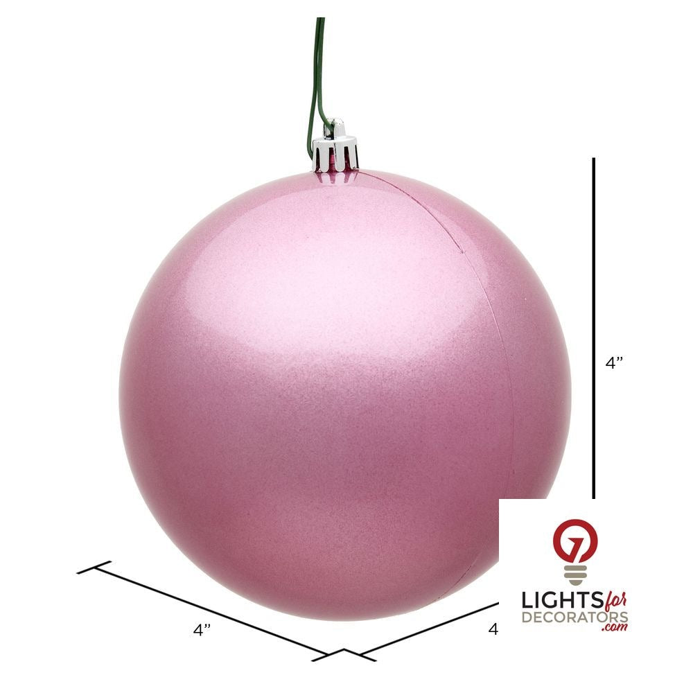 6" Shatterproof Ball Ornament - Pink - Matte - UV Treated - Set of 4 — alternate view