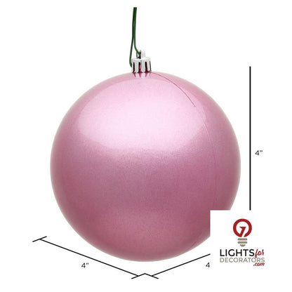 6" Shatterproof Ball Ornament - Pink - Matte - UV Treated - Set of 4 — alternate view