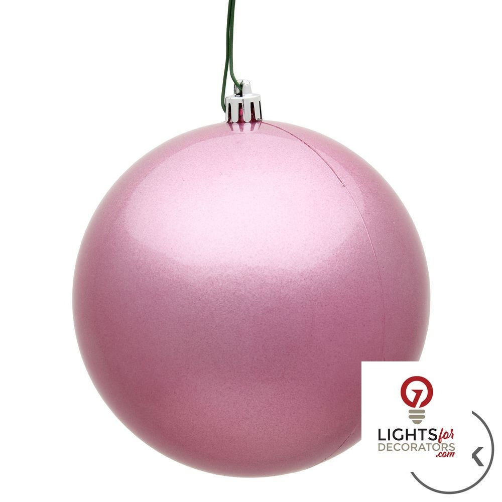6" Shatterproof Ball Ornament - Pink - Matte - UV Treated - Set of 4 — alternate view