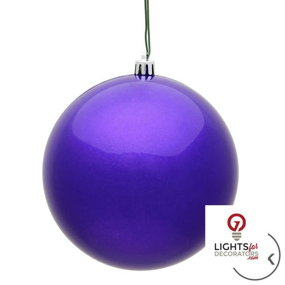 6" Shatterproof Ball Ornament - Purple - Glitter - Set of 4 — alternate view