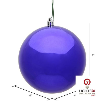 6" Shatterproof Ball Ornament - Purple - Pearl - UV Treated - Set of 4 — alternate view
