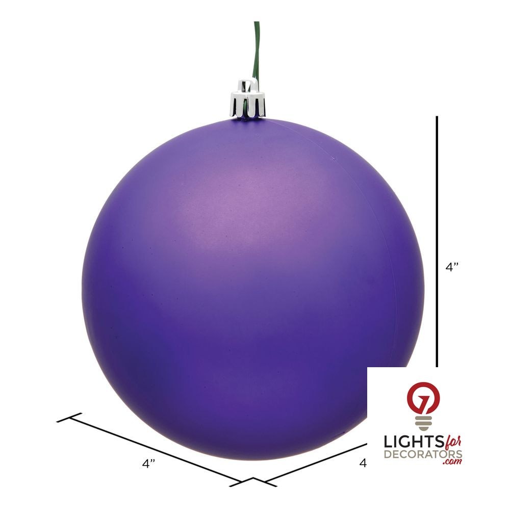 6" Shatterproof Ball Ornament - Purple - Matte - UV Treated - Set of 4 — alternate view