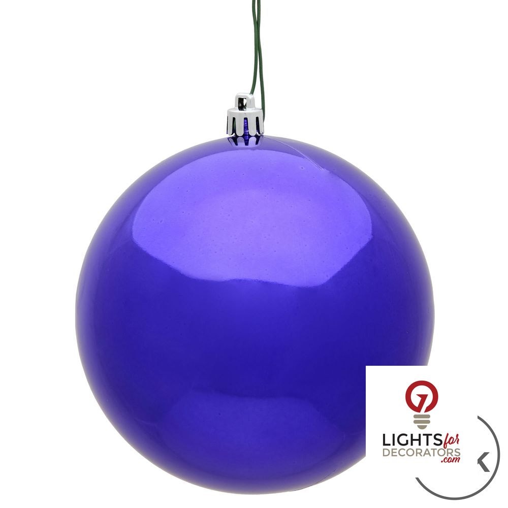 6" Shatterproof Ball Ornament - Purple - Pearl - UV Treated - Set of 4 — alternate view
