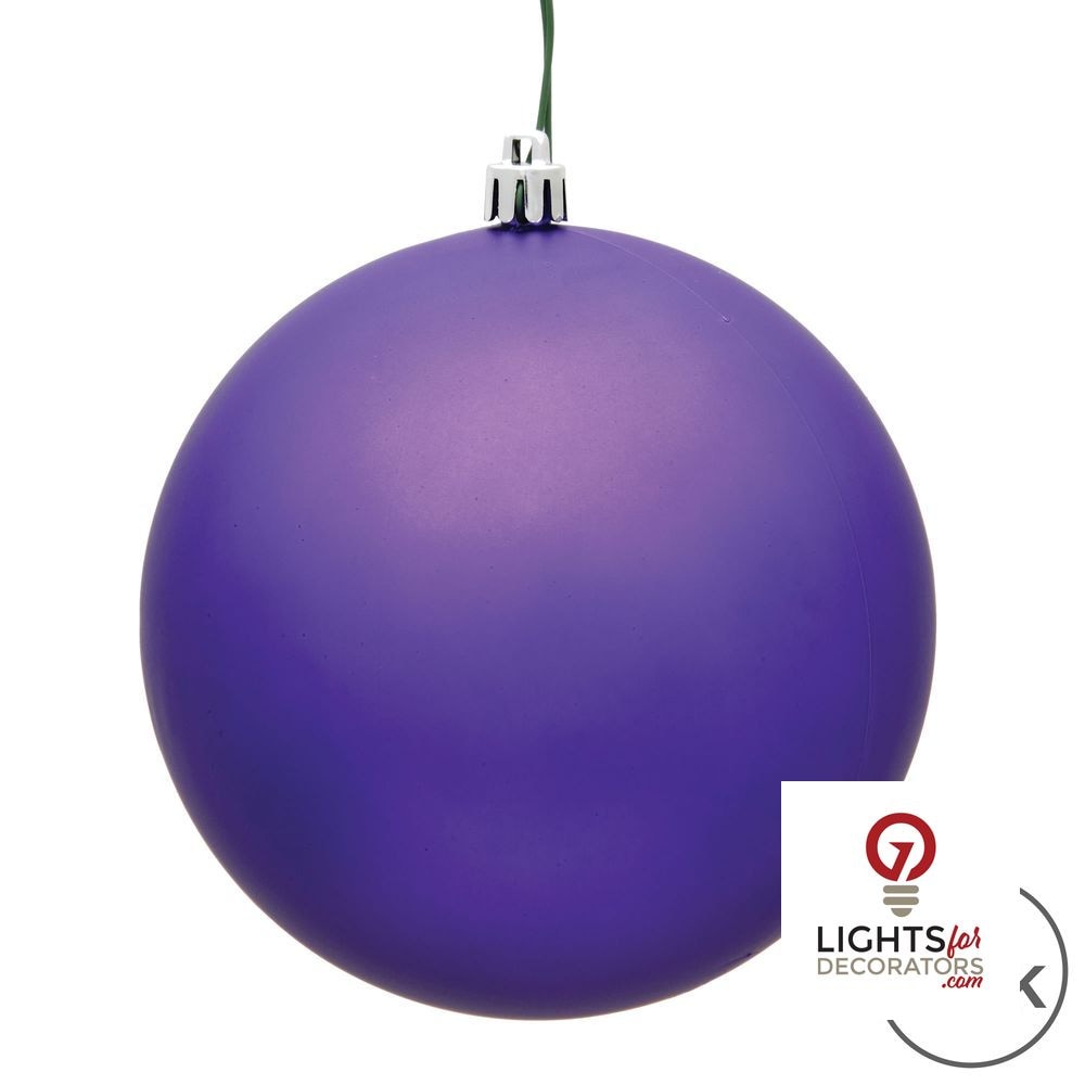 6" Shatterproof Ball Ornament - Purple - Matte - UV Treated - Set of 4 — alternate view