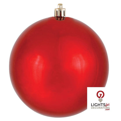 6" Shatterproof Ball Ornament - Red - Matte - UV Treated - Set of 4