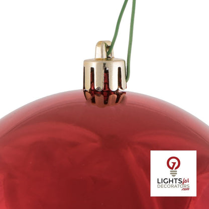6" Shatterproof Ball Ornament - Red - Matte - UV Treated - Set of 4 — alternate view