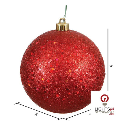 6" Shatterproof Ball Ornament - Red - Pearl - UV Treated - Set of 4 — alternate view