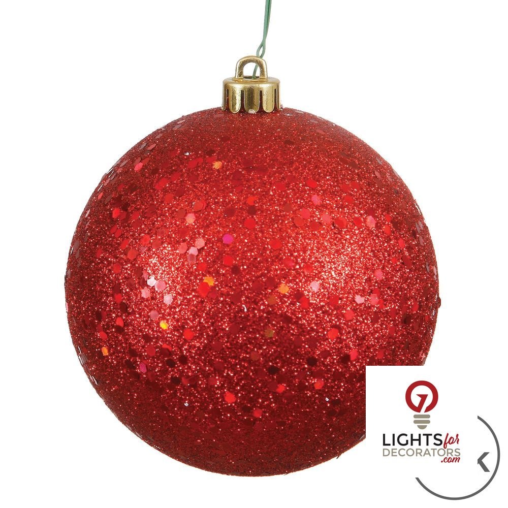 6" Shatterproof Ball Ornament - Red - Pearl - UV Treated - Set of 4 — alternate view