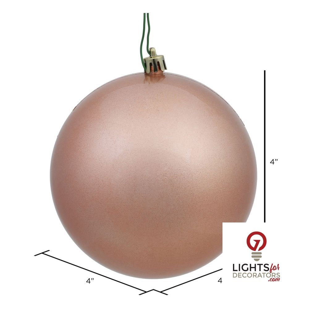 4" Shatterproof Ball Ornament - Rose Gold - Shiny - UV Treated - Set of 6 — alternate view