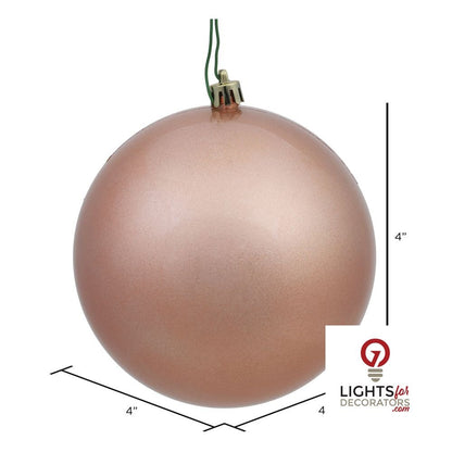 4" Shatterproof Ball Ornament - Rose Gold - Shiny - UV Treated - Set of 6 — alternate view