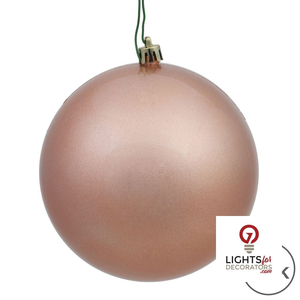 4" Shatterproof Ball Ornament - Rose Gold - Shiny - UV Treated - Set of 6 — alternate view