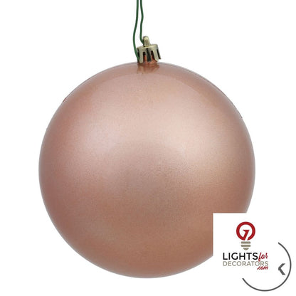 4" Shatterproof Ball Ornament - Rose Gold - Shiny - UV Treated - Set of 6 — alternate view