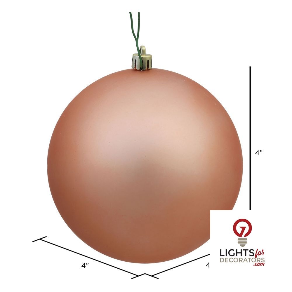 6" Shatterproof Ball Ornament - Rose Gold - Candy - UV Treated - Set of 4 — alternate view