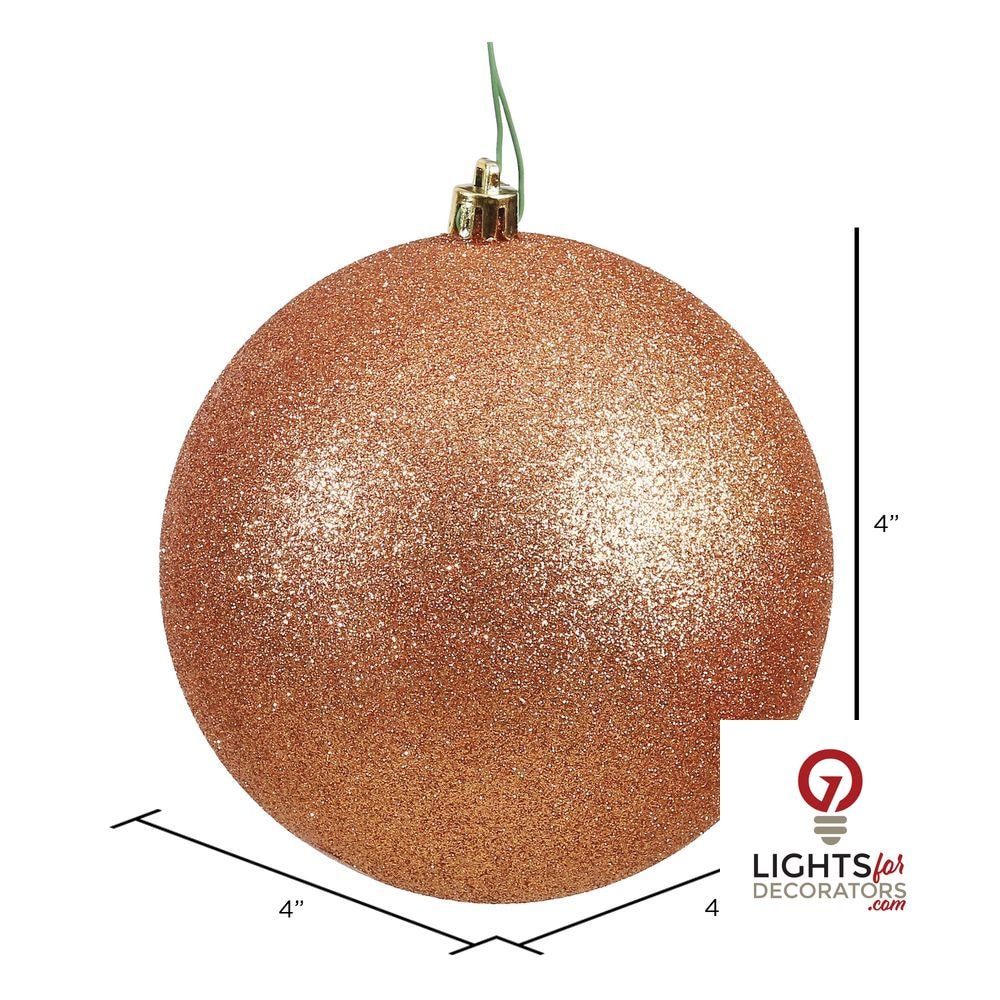 4" Shatterproof Ball Ornament - Rose Gold - Sequin - Set of 6 — alternate view