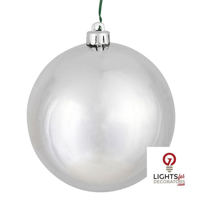 6" Shatterproof Ball Ornament - Silver - Pearl - UV Treated - Set of 4