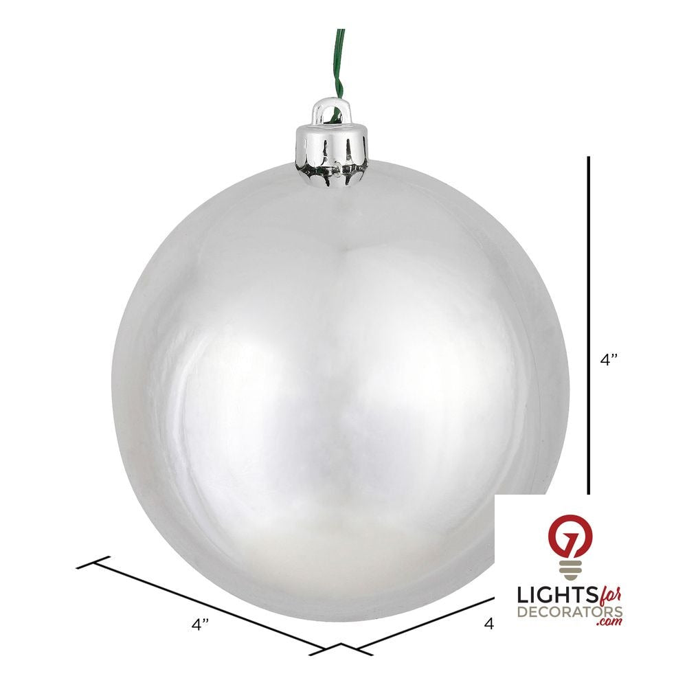 6" Shatterproof Ball Ornament - Silver - Pearl - UV Treated - Set of 4 — alternate view