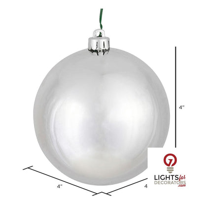 6" Shatterproof Ball Ornament - Silver - Pearl - UV Treated - Set of 4 — alternate view