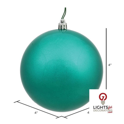 4" Shatterproof Ball Ornament - Teal - Candy - UV Treated - Set of 6 — alternate view