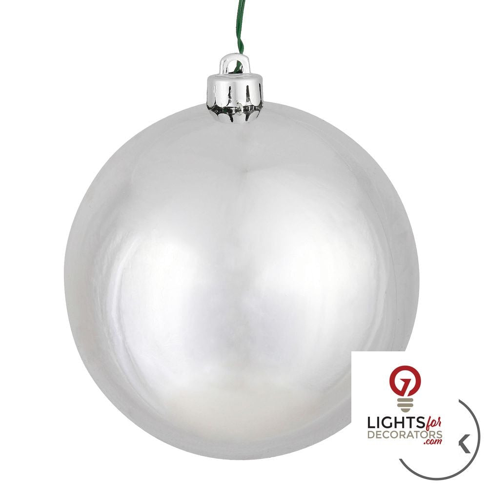 6" Shatterproof Ball Ornament - Silver - Pearl - UV Treated - Set of 4 — alternate view