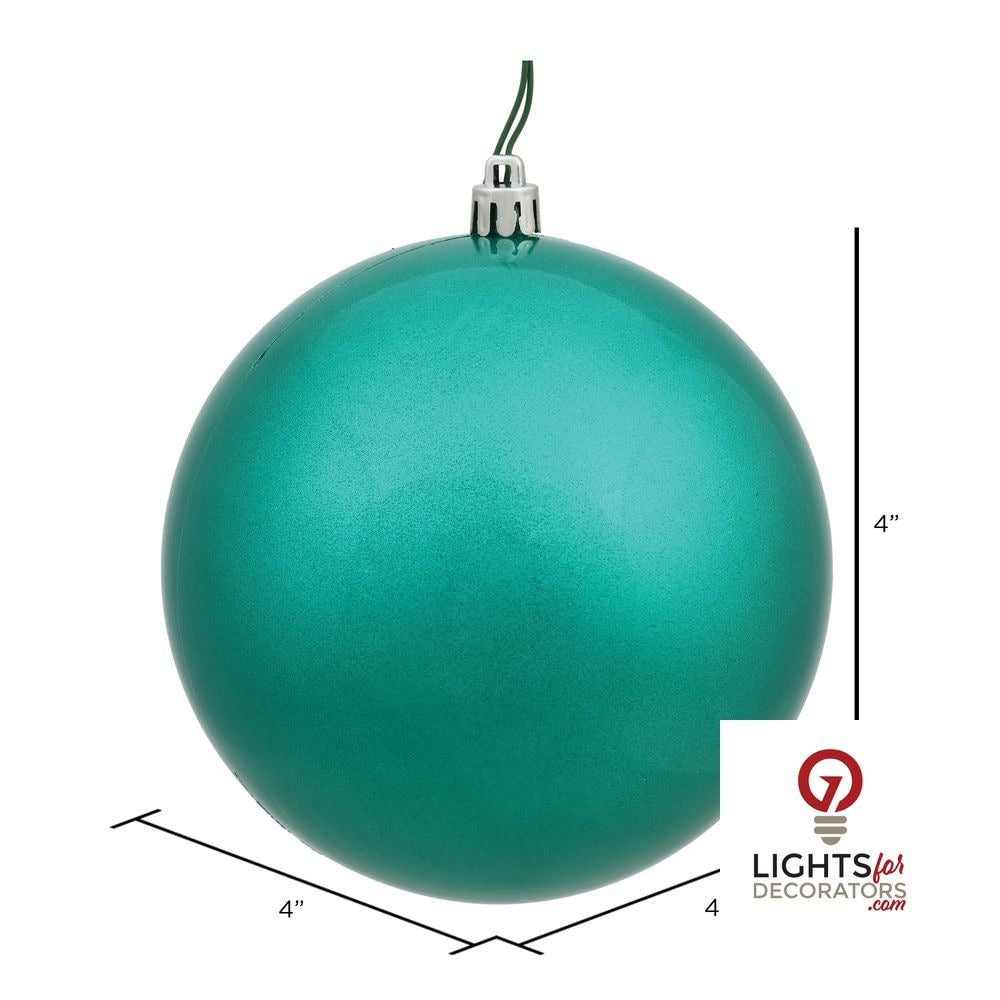 4" Shatterproof Ball Ornament - Teal - Glitter - Set of 6 — alternate view