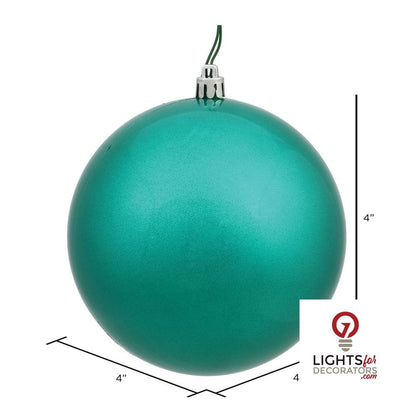 4" Shatterproof Ball Ornament - Teal - Glitter - Set of 6 — alternate view