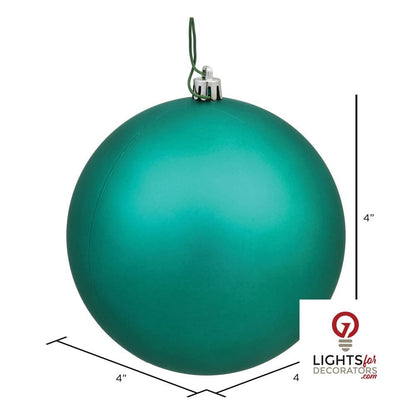 4" Shatterproof Ball Ornament - Teal - Matte - UV Treated - Set of 6 — alternate view