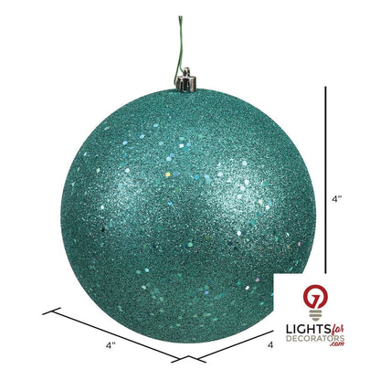 4" Shatterproof Ball Ornament - Teal - Sequin - Set of 6 — alternate view