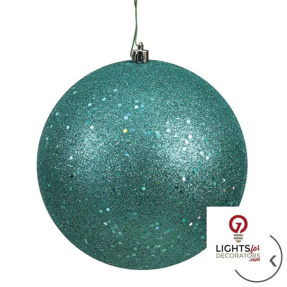 4" Shatterproof Ball Ornament - Teal - Sequin - Set of 6 — alternate view