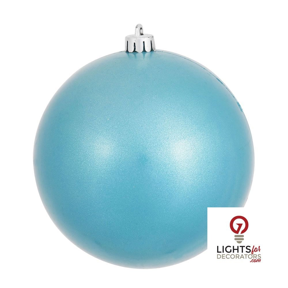 4" Shatterproof Ball Ornament - Turquoise - Candy - UV Treated - Set of 6