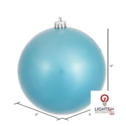 4" Shatterproof Ball Ornament - Turquoise - Candy - UV Treated - Set of 6 — alternate view