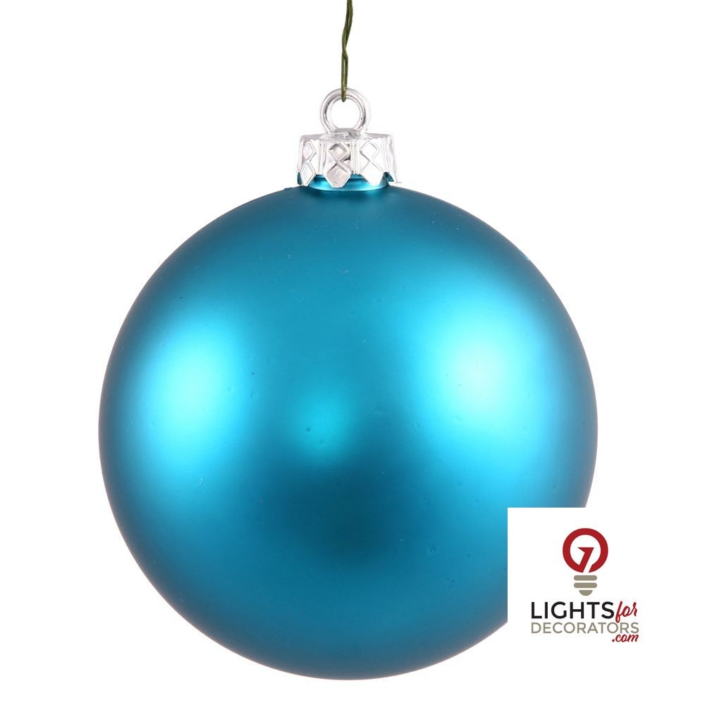 4" Shatterproof Ball Ornament - Turquoise - Matte - UV Treated - Set of 6