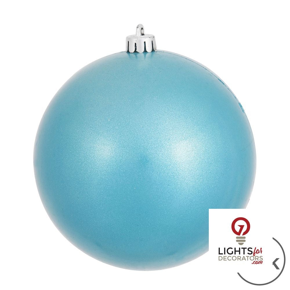 4" Shatterproof Ball Ornament - Turquoise - Candy - UV Treated - Set of 6 — alternate view