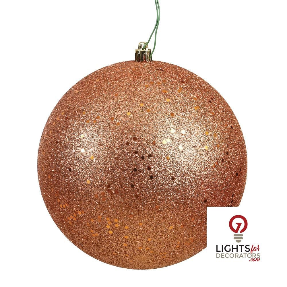 6" Shatterproof Ball Ornament - Rose Gold - Pearl - UV Treated - Set of 4