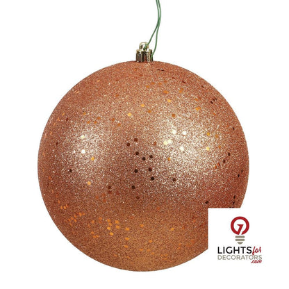 6" Shatterproof Ball Ornament - Rose Gold - Pearl - UV Treated - Set of 4