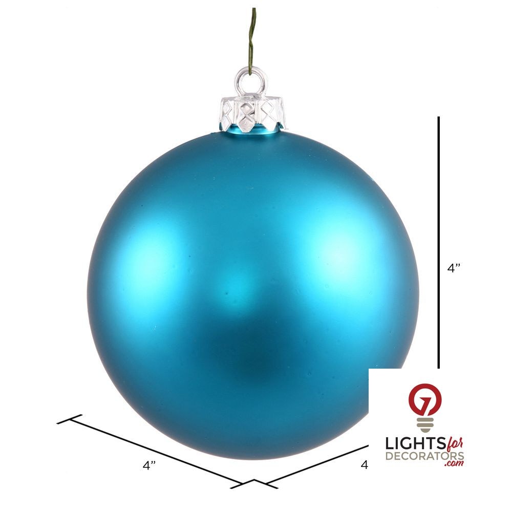 4" Shatterproof Ball Ornament - Turquoise - Matte - UV Treated - Set of 6 — alternate view