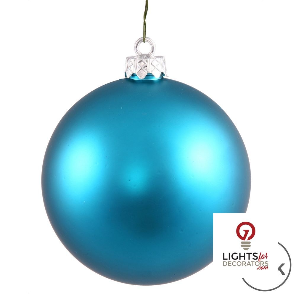4" Shatterproof Ball Ornament - Turquoise - Matte - UV Treated - Set of 6 — alternate view